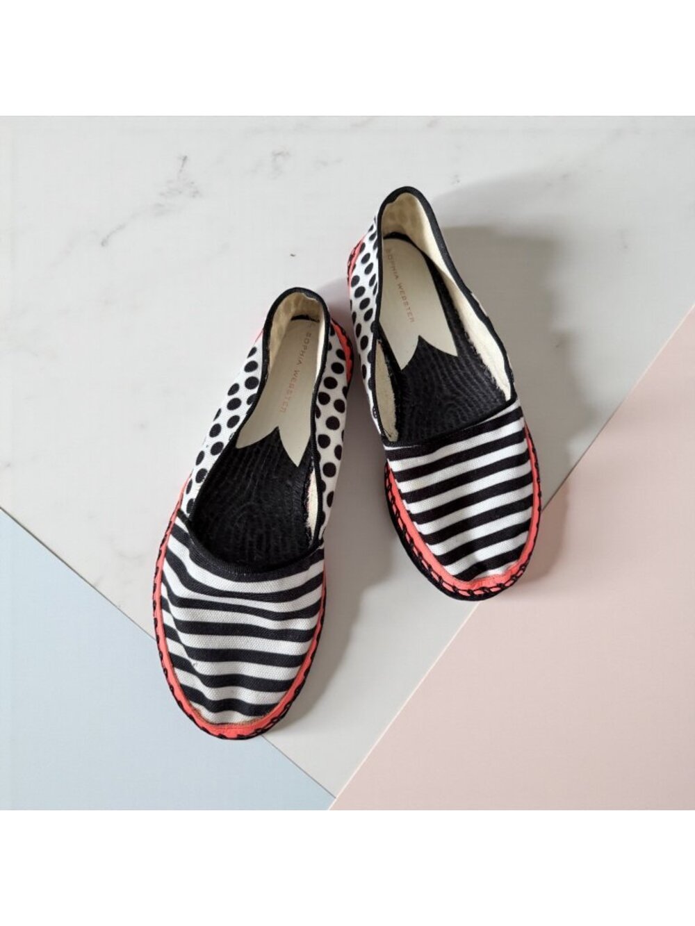 SOPHIA WEBSTER Striped Black White Espadrilles Flats Size 38 / US 8